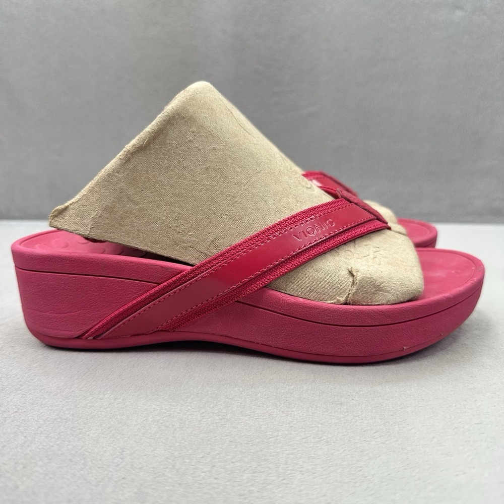 Vionic High Tide Womens Size 6 Platform Sandals Hot Pink Toe Post Comfort
